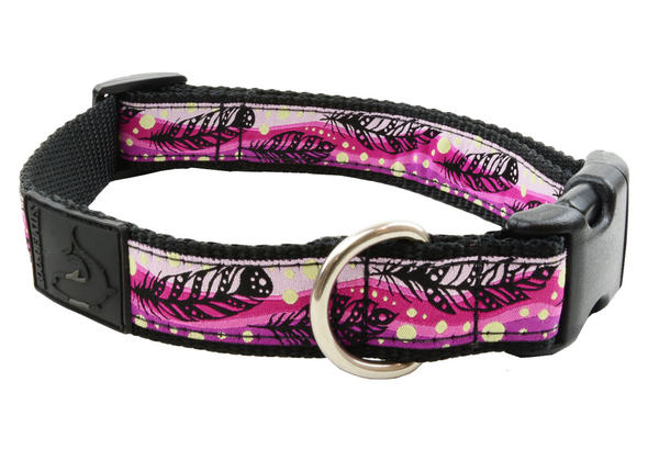 Dog Clip Collar - Feathers Pink